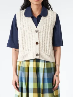 TOAST - Textured Knitted Waistcoat in Oat