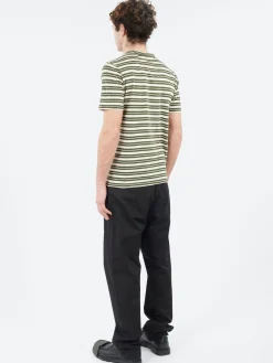 TOAST - Theo Stripe Short Sleeve Tee in Dark Olive and Ecru