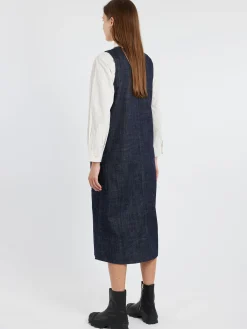 TOAST - V-Neck Denim Pinafore Dress in Indigo
