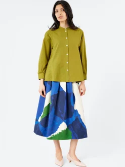 TOAST - Washi Print Skirt in Ecru, Blue and Green