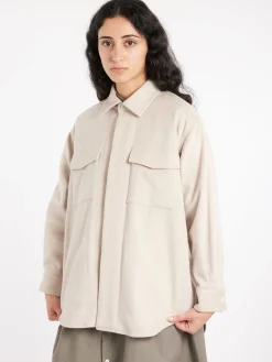 Toujours - Baggy Shirt Jacket in Off Gray