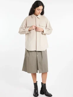Toujours - Baggy Shirt Jacket in Off Gray