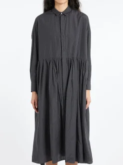 Toujours - Pleated Baggy Shirt Dress in Ink