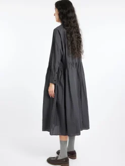 Toujours - Pleated Baggy Shirt Dress in Ink