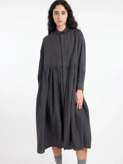 Toujours - Pleated Baggy Shirt Dress in Ink