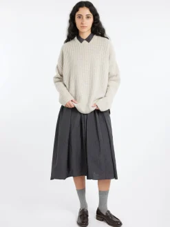 Toujours - Rib Stitch Crewneck Big Pullover in Heather Oatmeal
