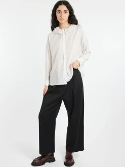 Toujours - Ruffle Collar Baggy Shirt in Smoke White