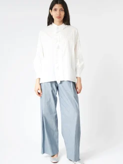 Toujours - Ruffle Shirt in White