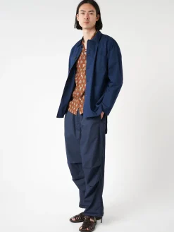 Universal Works - Bakers Overshirt in Navy Organic Fine Poplin