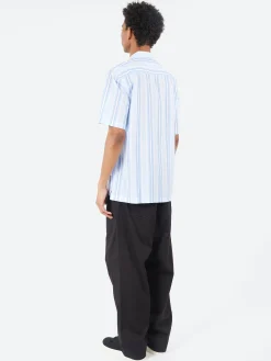 Universal Works - Camp Shirt in White and Blue Pop Stripe