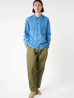 Universal Works - Pleated Track Pant in Light Olive