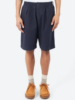 Universal Works - Pleated Track Shorts in Navy