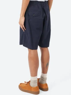 Universal Works - Pleated Track Shorts in Navy