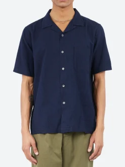 Universal Works - Road Shirt in Indigo Ori Linen Mix