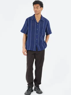 Universal Works - Road Shirt in Navy Reef Stripe Cotton
