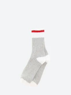 Upstate Stock - Cabin Sock in Grey and Red