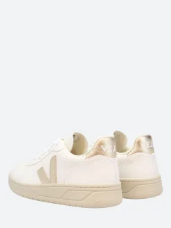 Veja - V-10 Leather in White and Platine