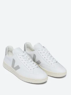 Veja - V-12 Leather in White and Light Grey