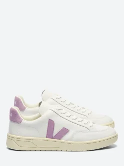 Veja - V-12 O.T. Leather in Extra White and Orchid