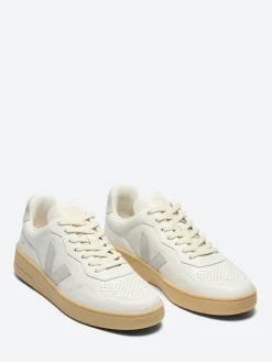 Veja - V-90 O.T. Leather in White and Light Grey