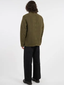 Vetra - 5C Short Workwear Jacket in Olive Linen