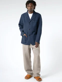 Vetra - Hopsack-Style Workwear Blazer in Navy