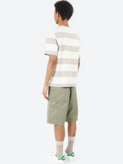 Wax London - Dean Stripe Textured T-Shirt in Clay and Ecru