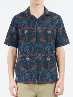 Wax London - Didcot Short Sleeve Shirt in Navy