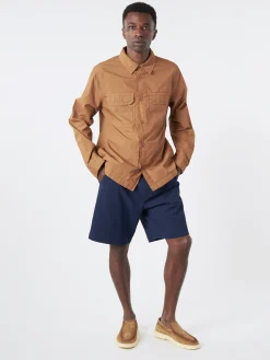 Wax London - Linton Pleat Short in Navy Seersucker