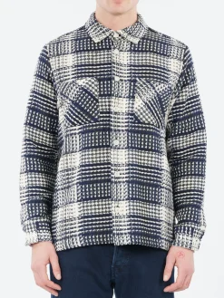 Wax London - Whiting Overshirt in Navy and Ecru Addle Check