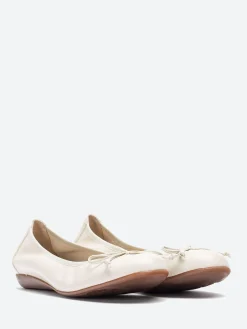 Wonders - Bow Ballet Flat in Off White Sauvage
