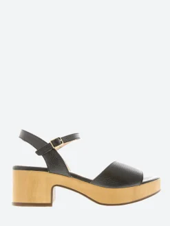 Wonders - D-8802 Leather Wedge Sandal in Black