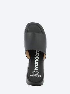 Wonders - D-9709 Platform Slide in Black Wild