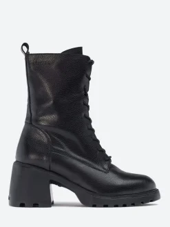 Wonders - Heel Lace Boot in Black Wild