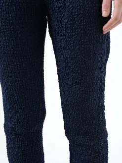 Woven Cupro Shirring Check Flared Pants