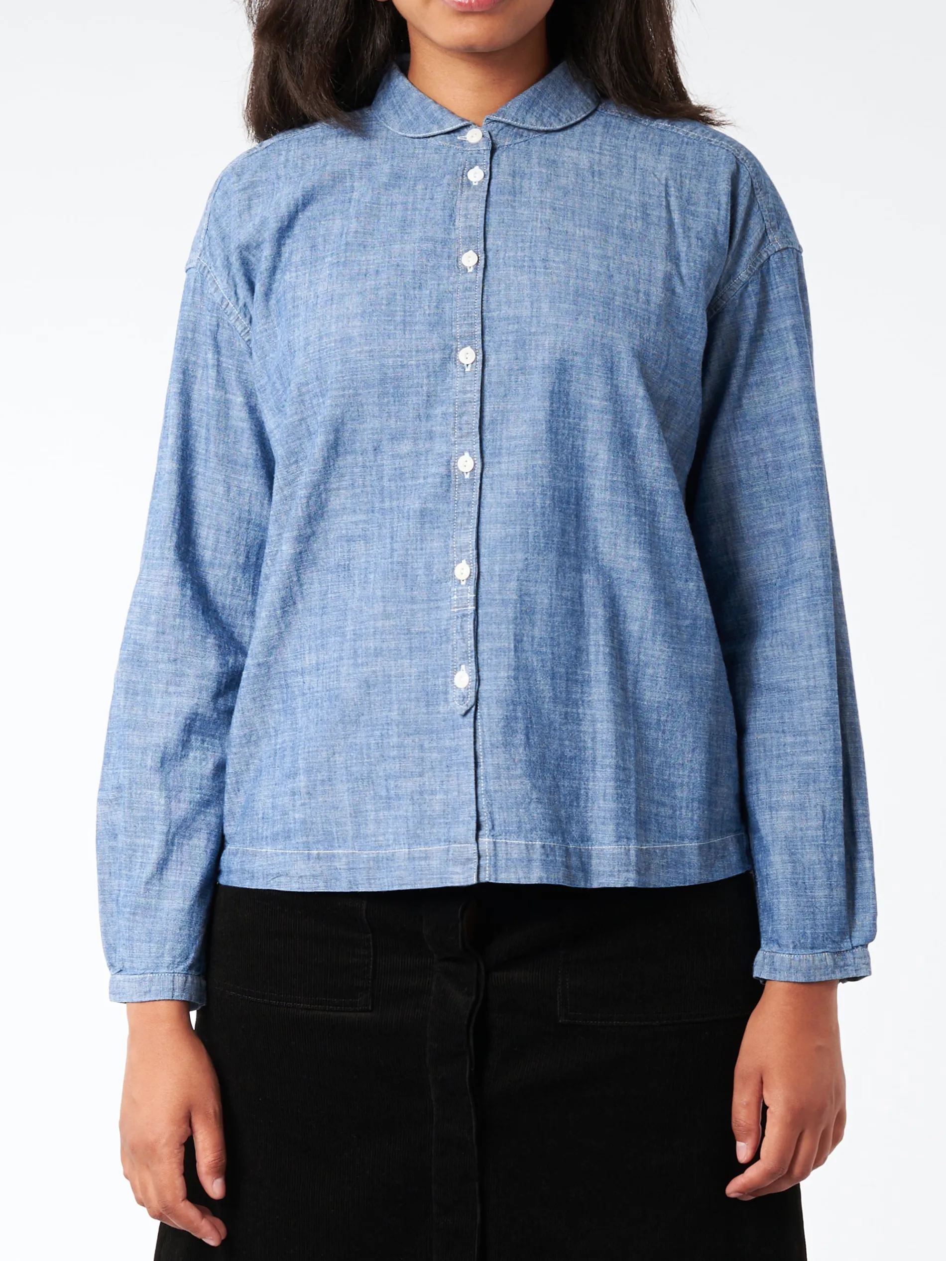 YMC - Earth Marianne LS Shirt in Indigo Light
