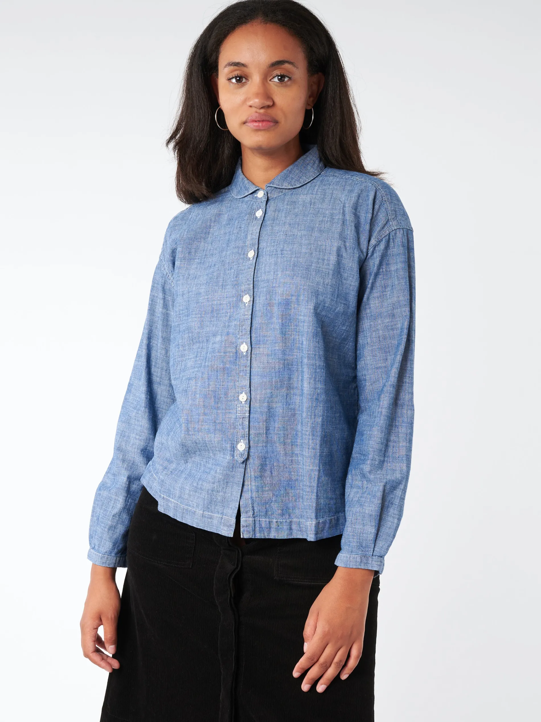 YMC - Earth Marianne LS Shirt in Indigo Light