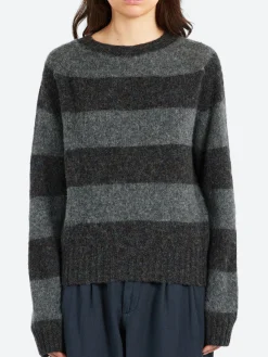 YMC - Jet Stripe Knit in Grey Stripe