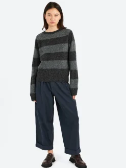 YMC - Jet Stripe Knit in Grey Stripe