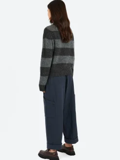 YMC - Jet Stripe Knit in Grey Stripe