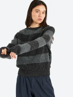 YMC - Jet Stripe Knit in Grey Stripe