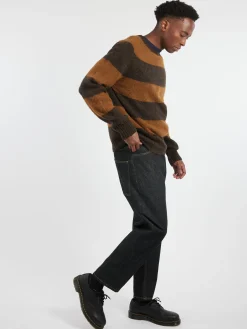 YMC - Suedehead Stripe Sweater in Brown